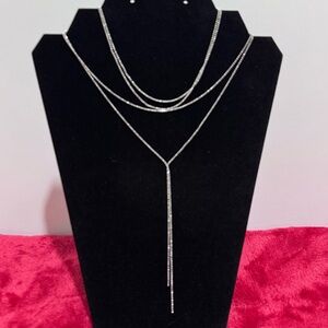 Rhodium Silver Nine Lives Choker Necklace 8 Other Reasons Layered Y 13.5” 8OR